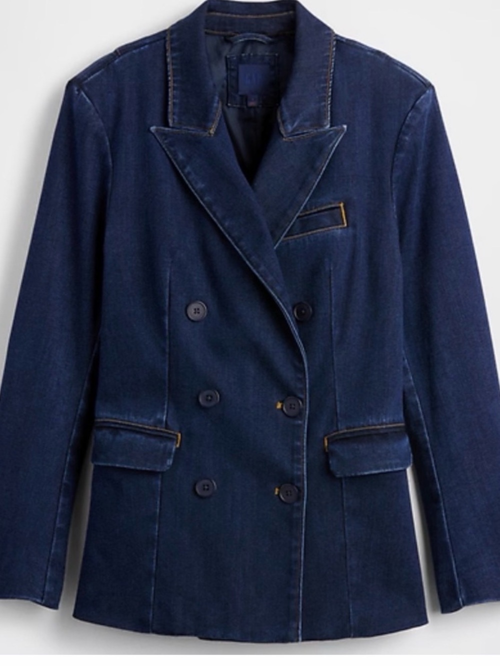 Gap Studio New Dark Blue Double-Breasted Denim Blazer XXS